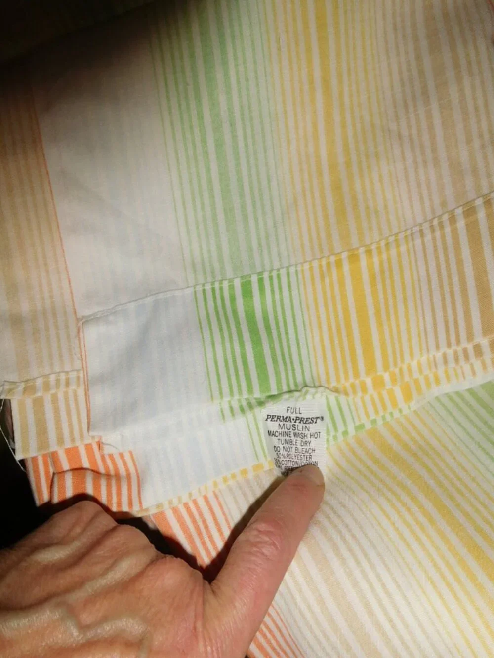 Vintage USA made Perma-Prest Full size top sheet rainbow stripes